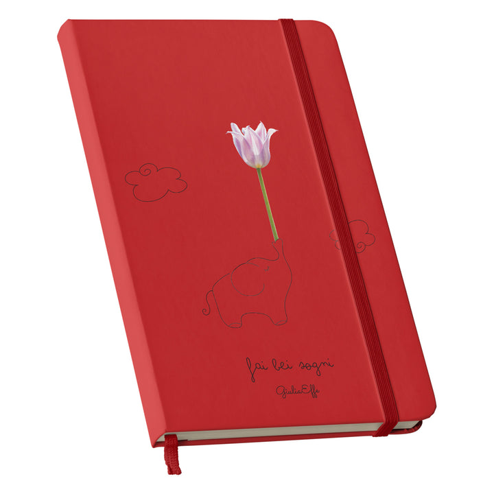 Taccuino Fai bei sogni dell'album Creatività su carta di GiuliaEffe: copertina soft touch in 8 colori, con chiusura e segnalibro coordinati