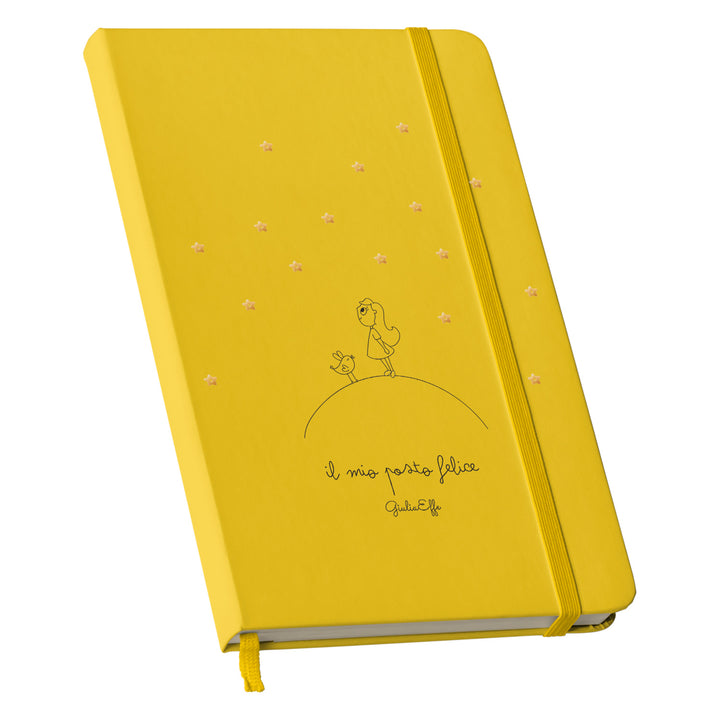 Taccuino Il mio posto felice dell'album Creatività su carta di GiuliaEffe: copertina soft touch in 8 colori, con chiusura e segnalibro coordinati