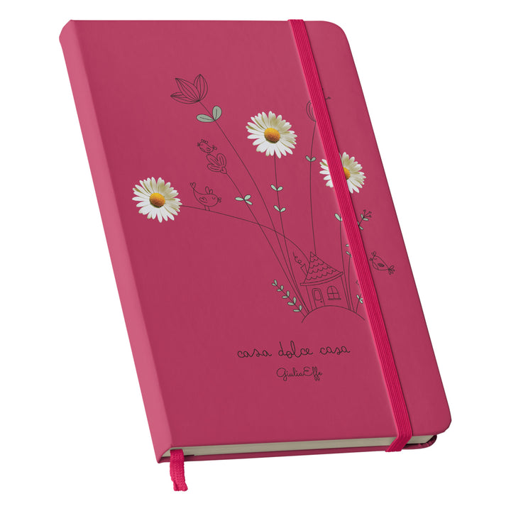 Taccuino Casa dolce casa dell'album Creatività su carta di GiuliaEffe: copertina soft touch in 8 colori, con chiusura e segnalibro coordinati