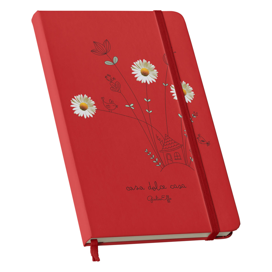 Taccuino Casa dolce casa dell'album Creatività su carta di GiuliaEffe: copertina soft touch in 8 colori, con chiusura e segnalibro coordinati