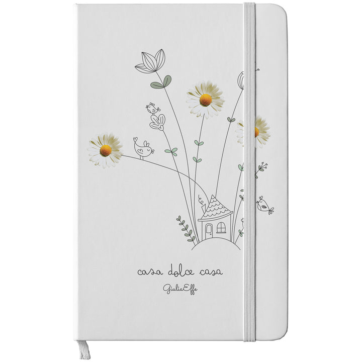 Taccuino Casa dolce casa dell'album Creatività su carta di GiuliaEffe: copertina soft touch in 8 colori, con chiusura e segnalibro coordinati