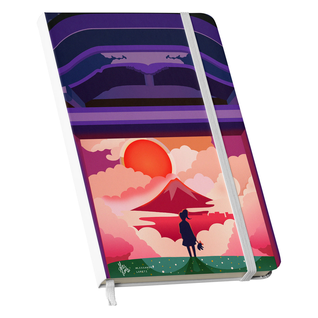 Taccuino Kyoto dell'album Japan Vibes Taccuini di Alessandra Loreti: copertina soft touch in 8 colori, con chiusura e segnalibro coordinati