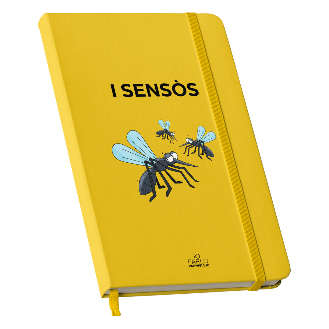Taccuino I SENSÒS dell'album LÌNNEA BÉSTJI di Io parlo parmigiano: copertina soft touch in 8 colori, con chiusura e segnalibro coordinati