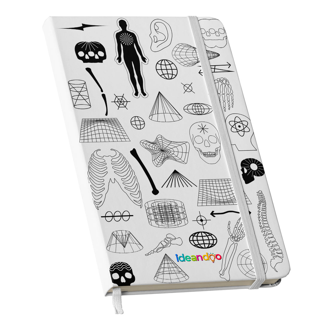 Taccuino Mysterious dell'album Sticker di Ideandoo: copertina soft touch in 8 colori, con chiusura e segnalibro coordinati