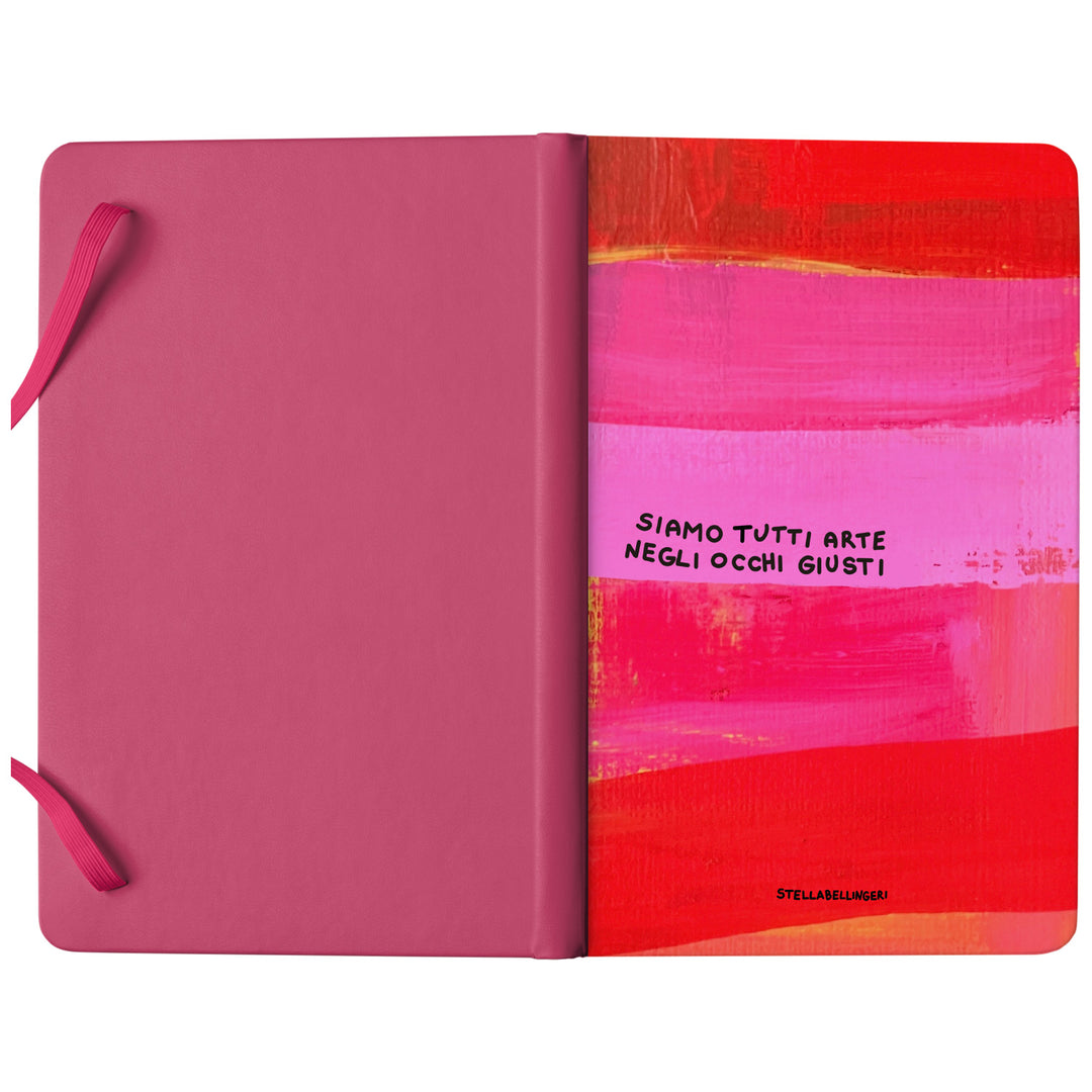Taccuino Occhi giusti dell'album Taccuini Art is terapy di Stella Bellingeri: copertina soft touch in 8 colori, con chiusura e segnalibro coordinati