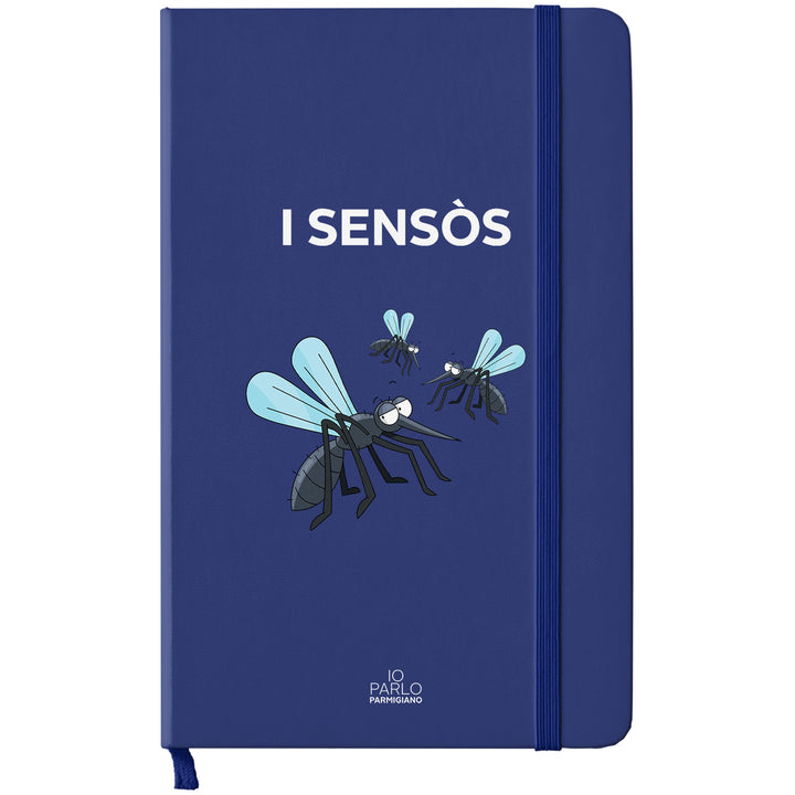 Taccuino I SENSÒS dell'album LÌNNEA BÉSTJI di Io parlo parmigiano: copertina soft touch in 8 colori, con chiusura e segnalibro coordinati