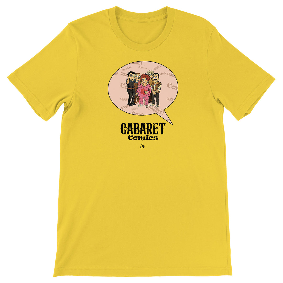 Maglietta Cabaret Comics - rosa dell'album The Nightingale of Cavriago in comics - T-Shirt di SF Creator & Co, T-Shirt uomo donna e bambino a maniche corte in cotone con girocollo