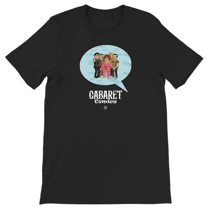 Maglietta Cabaret Comics - azzurro dell'album The Nightingale of Cavriago in comics - T-Shirt di SF Creator & Co, T-Shirt uomo donna e bambino a maniche corte in cotone con girocollo