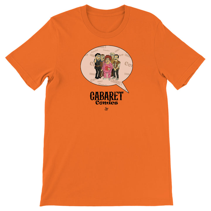 Maglietta Cabaret Comics - rosa dell'album The Nightingale of Cavriago in comics - T-Shirt di SF Creator & Co, T-Shirt uomo donna e bambino a maniche corte in cotone con girocollo