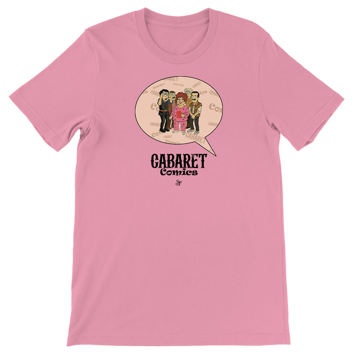 Maglietta Cabaret Comics - rosa dell'album The Nightingale of Cavriago in comics - T-Shirt di SF Creator & Co, T-Shirt uomo donna e bambino a maniche corte in cotone con girocollo