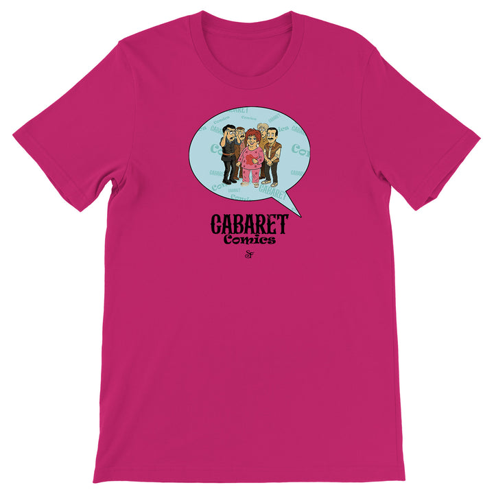 Maglietta Cabaret Comics - azzurro dell'album The Nightingale of Cavriago in comics - T-Shirt di SF Creator & Co, T-Shirt uomo donna e bambino a maniche corte in cotone con girocollo