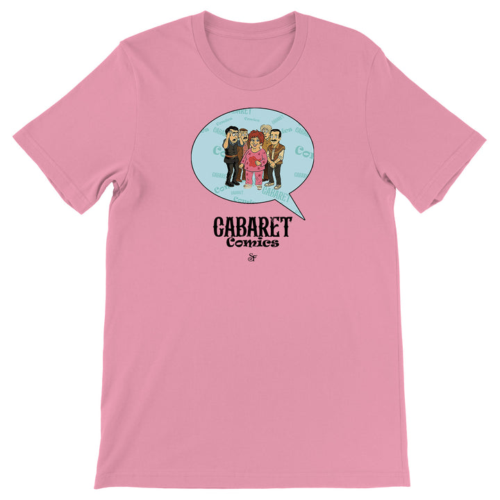 Maglietta Cabaret Comics - azzurro dell'album The Nightingale of Cavriago in comics - T-Shirt di SF Creator & Co, T-Shirt uomo donna e bambino a maniche corte in cotone con girocollo