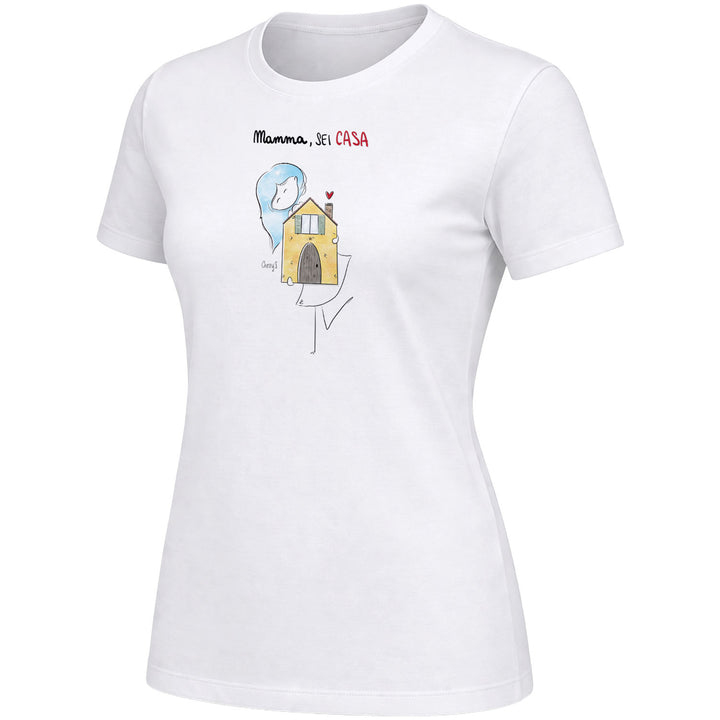 Maglietta Mamma sei casa dell'album Festa della Mamma 2026 di Cherry'S, T-Shirt donna a maniche corte in cotone con girocollo