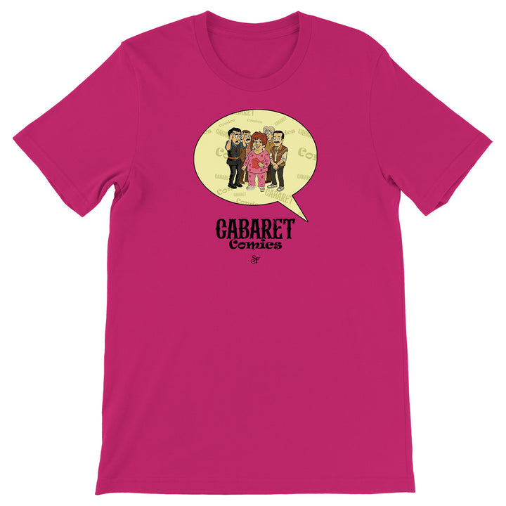 Maglietta Cabaret Comics - giallo dell'album The Nightingale of Cavriago in comics - T-Shirt di SF Creator & Co, T-Shirt uomo donna e bambino a maniche corte in cotone con girocollo