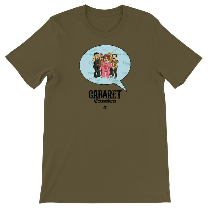 Maglietta Cabaret Comics - azzurro dell'album The Nightingale of Cavriago in comics - T-Shirt di SF Creator & Co, T-Shirt uomo donna e bambino a maniche corte in cotone con girocollo