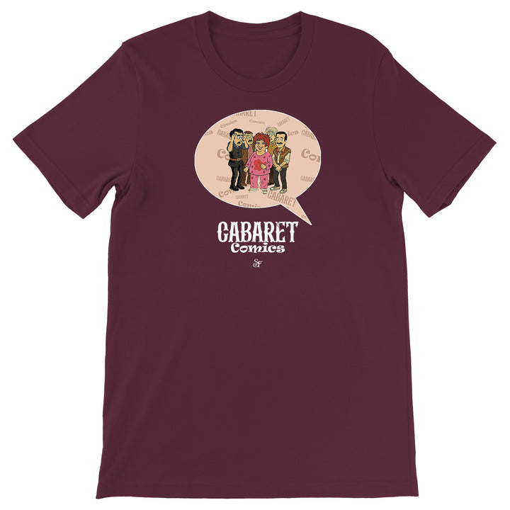Maglietta Cabaret Comics - rosa dell'album The Nightingale of Cavriago in comics - T-Shirt di SF Creator & Co, T-Shirt uomo donna e bambino a maniche corte in cotone con girocollo