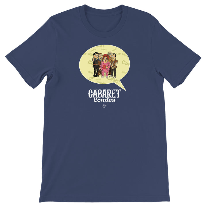 Maglietta Cabaret Comics - giallo dell'album The Nightingale of Cavriago in comics - T-Shirt di SF Creator & Co, T-Shirt uomo donna e bambino a maniche corte in cotone con girocollo