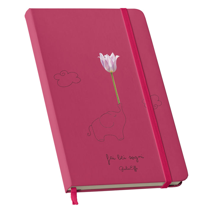 Taccuino Fai bei sogni dell'album Creatività su carta di GiuliaEffe: copertina soft touch in 8 colori, con chiusura e segnalibro coordinati