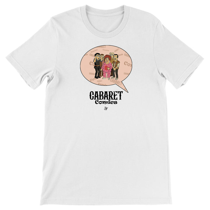 Maglietta Cabaret Comics - rosa dell'album The Nightingale of Cavriago in comics - T-Shirt di SF Creator & Co, T-Shirt uomo donna e bambino a maniche corte in cotone con girocollo