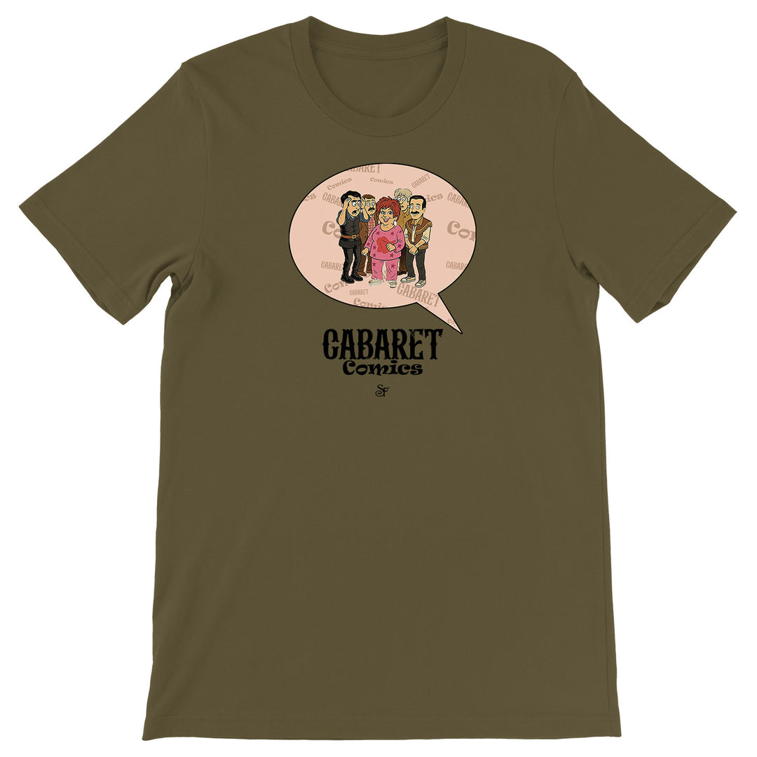 Maglietta Cabaret Comics - rosa dell'album The Nightingale of Cavriago in comics - T-Shirt di SF Creator & Co, T-Shirt uomo donna e bambino a maniche corte in cotone con girocollo