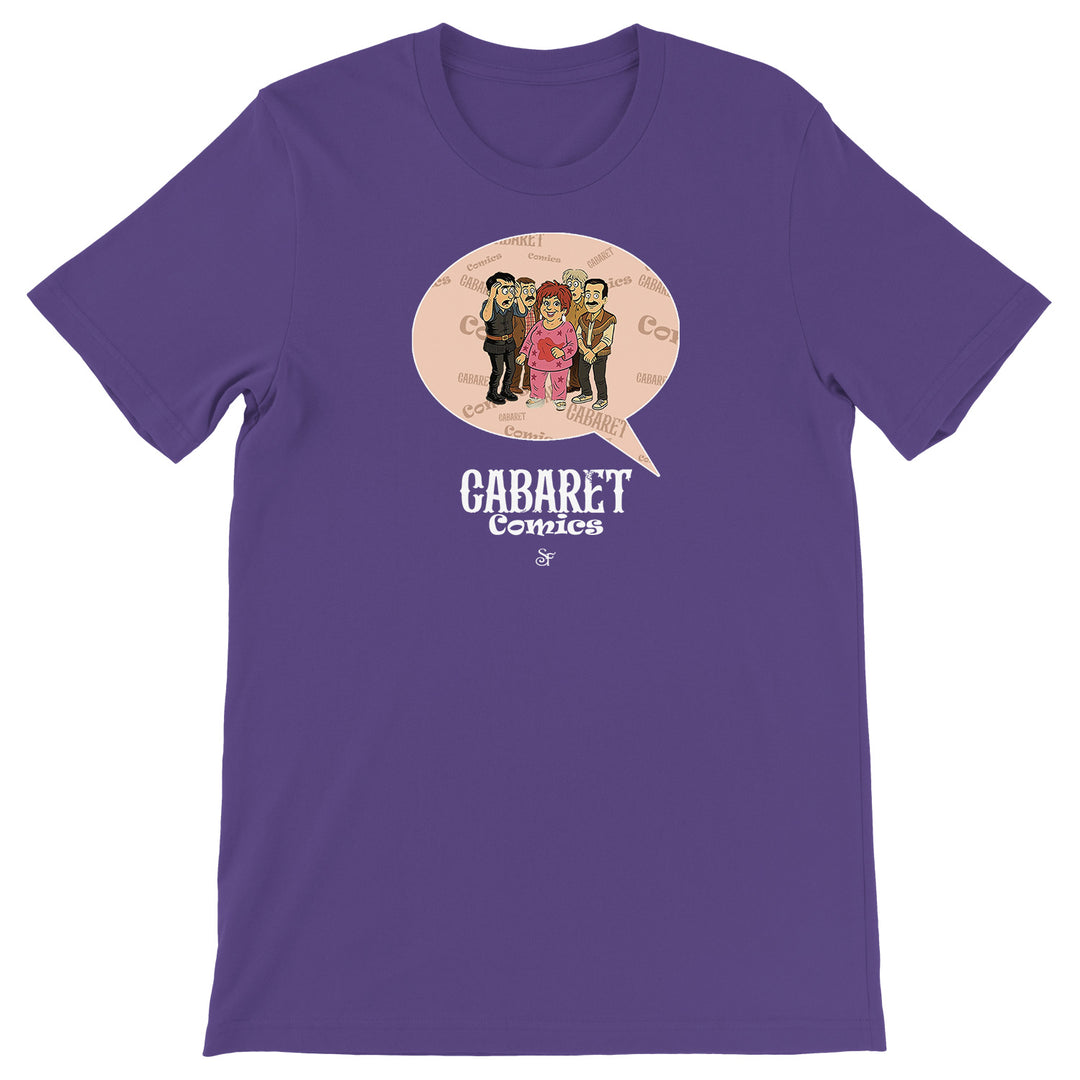 Maglietta Cabaret Comics - rosa dell'album The Nightingale of Cavriago in comics - T-Shirt di SF Creator & Co, T-Shirt uomo donna e bambino a maniche corte in cotone con girocollo