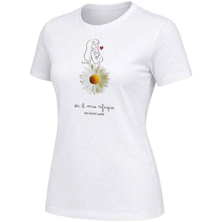 Maglietta Sei il mio rigugio mamma dell'album Festa della Mamma 2026 di GiuliaEffe, T-Shirt donna a maniche corte in cotone con girocollo