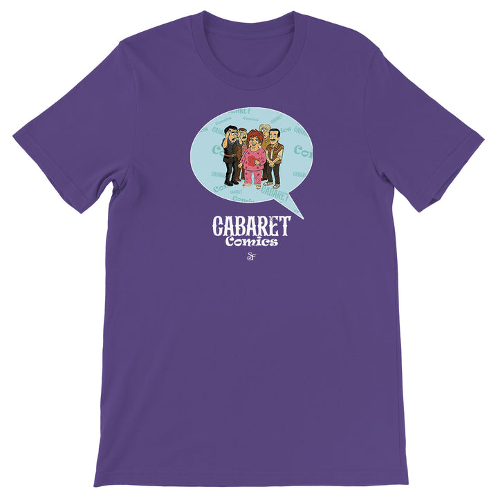 Maglietta Cabaret Comics - azzurro dell'album The Nightingale of Cavriago in comics - T-Shirt di SF Creator & Co, T-Shirt uomo donna e bambino a maniche corte in cotone con girocollo