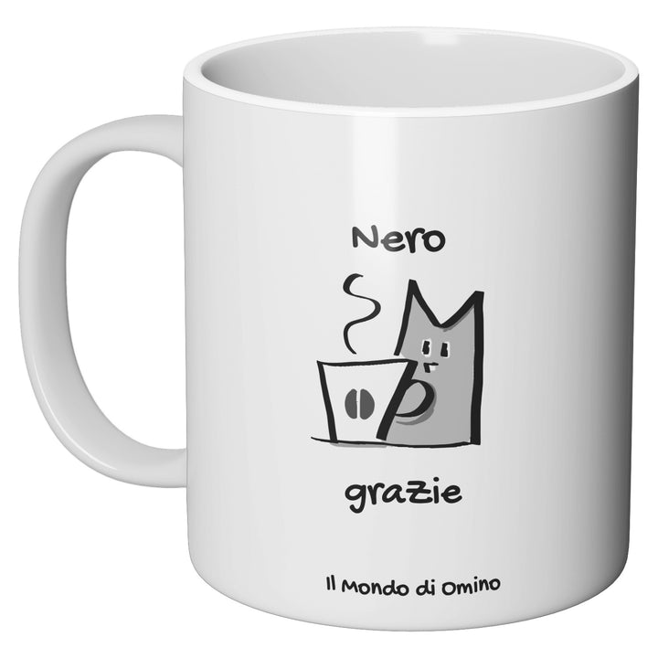 Tazza in ceramica Nero, grazie dell'album Gli irresistibili di Il Mondo di Omino perfetta idea regalo