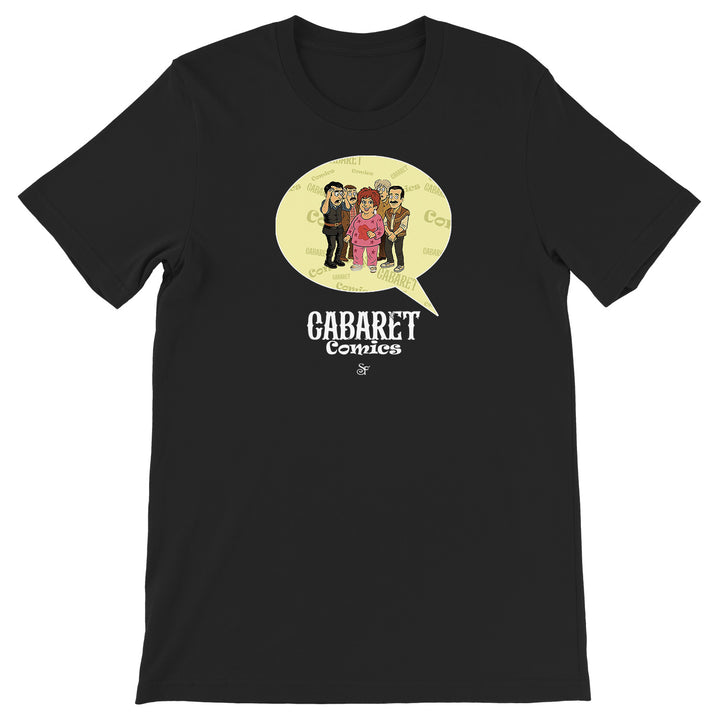 Maglietta Cabaret Comics - giallo dell'album The Nightingale of Cavriago in comics - T-Shirt di SF Creator & Co, T-Shirt uomo donna e bambino a maniche corte in cotone con girocollo