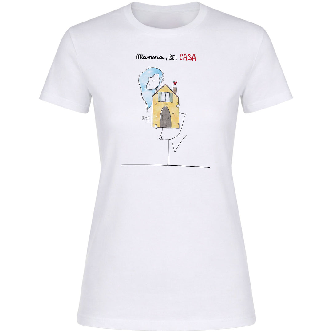 Maglietta Mamma sei casa dell'album Festa della Mamma 2026 di Cherry'S, T-Shirt donna a maniche corte in cotone con girocollo