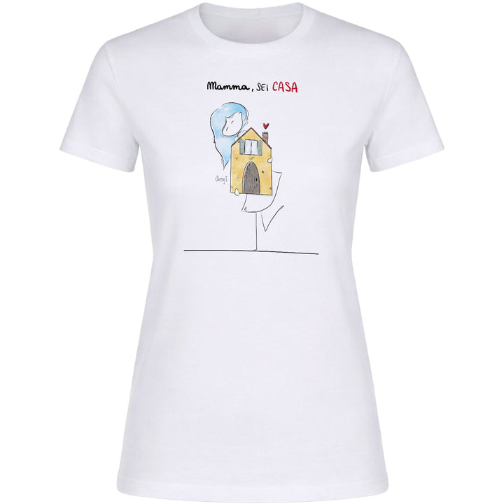Maglietta Mamma sei casa dell'album Festa della Mamma 2026 di Cherry'S, T-Shirt donna a maniche corte in cotone con girocollo