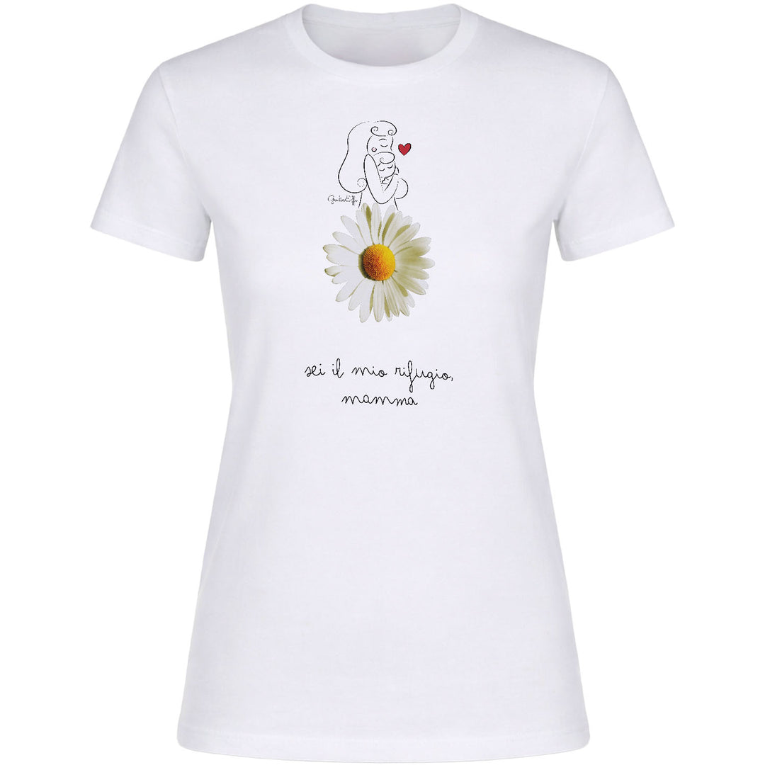 Maglietta Sei il mio rigugio mamma dell'album Festa della Mamma 2026 di GiuliaEffe, T-Shirt donna a maniche corte in cotone con girocollo