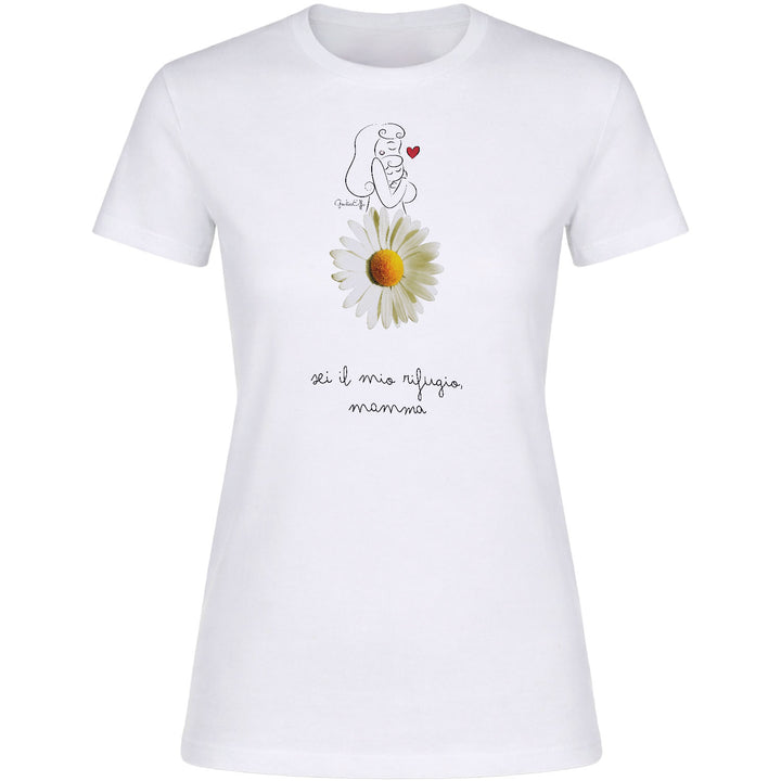 Maglietta Sei il mio rigugio mamma dell'album Festa della Mamma 2026 di GiuliaEffe, T-Shirt donna a maniche corte in cotone con girocollo