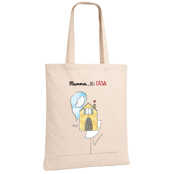 Shopper Mamma sei casa dell'album Festa della Mamma 2026 di Cherry'S  in cotone, utile e pratica color corda