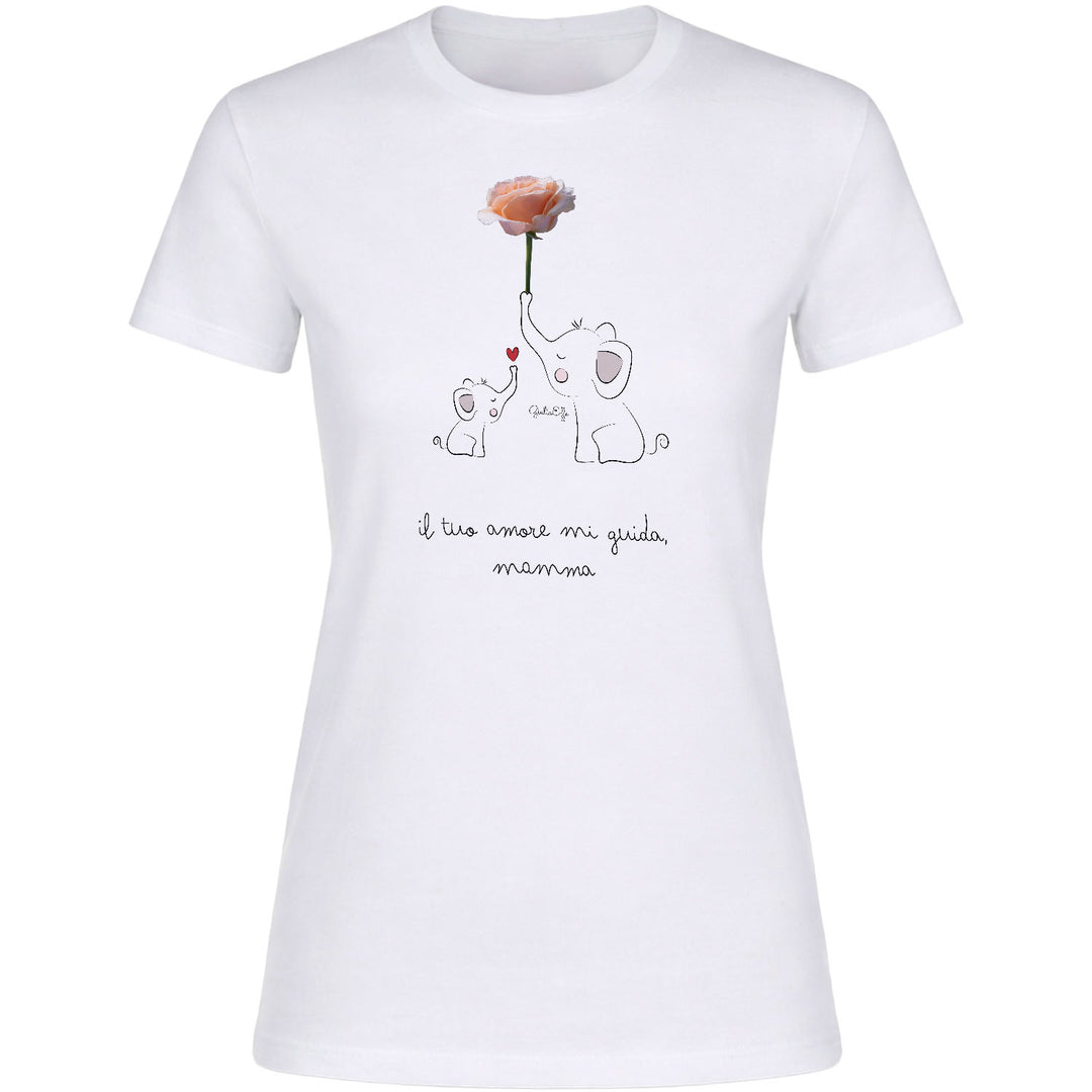 Maglietta Il tuo amore mi Guida mamma dell'album Festa della Mamma 2026 di GiuliaEffe, T-Shirt donna a maniche corte in cotone con girocollo
