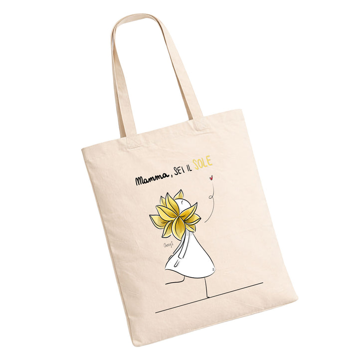 Shopper Mamma sei il sole dell'album Festa della Mamma 2026 di Cherry'S  in cotone, utile e pratica color corda