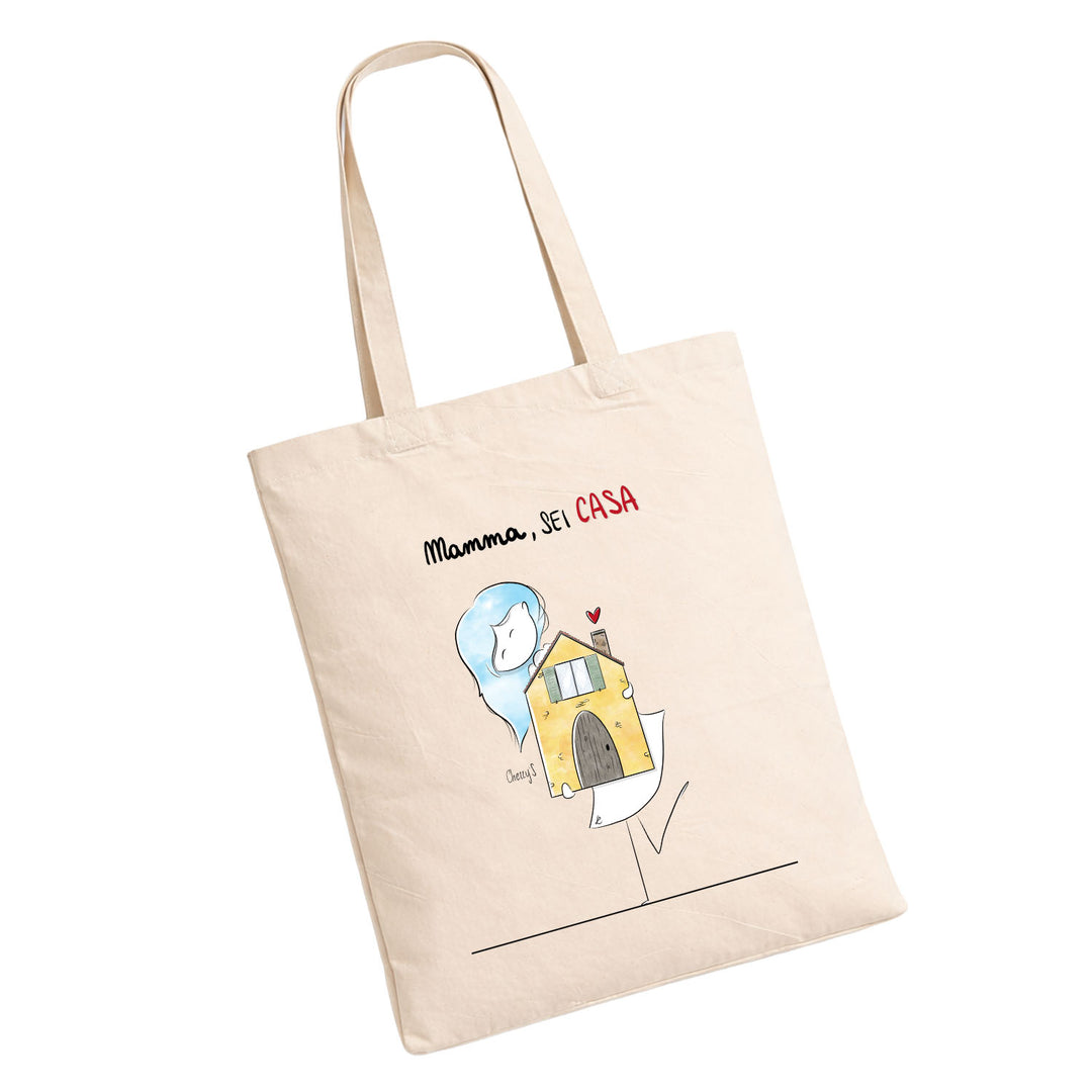 Shopper Mamma sei casa dell'album Festa della Mamma 2026 di Cherry'S  in cotone, utile e pratica color corda