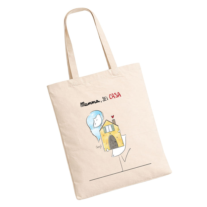 Shopper Mamma sei casa dell'album Festa della Mamma 2026 di Cherry'S  in cotone, utile e pratica color corda
