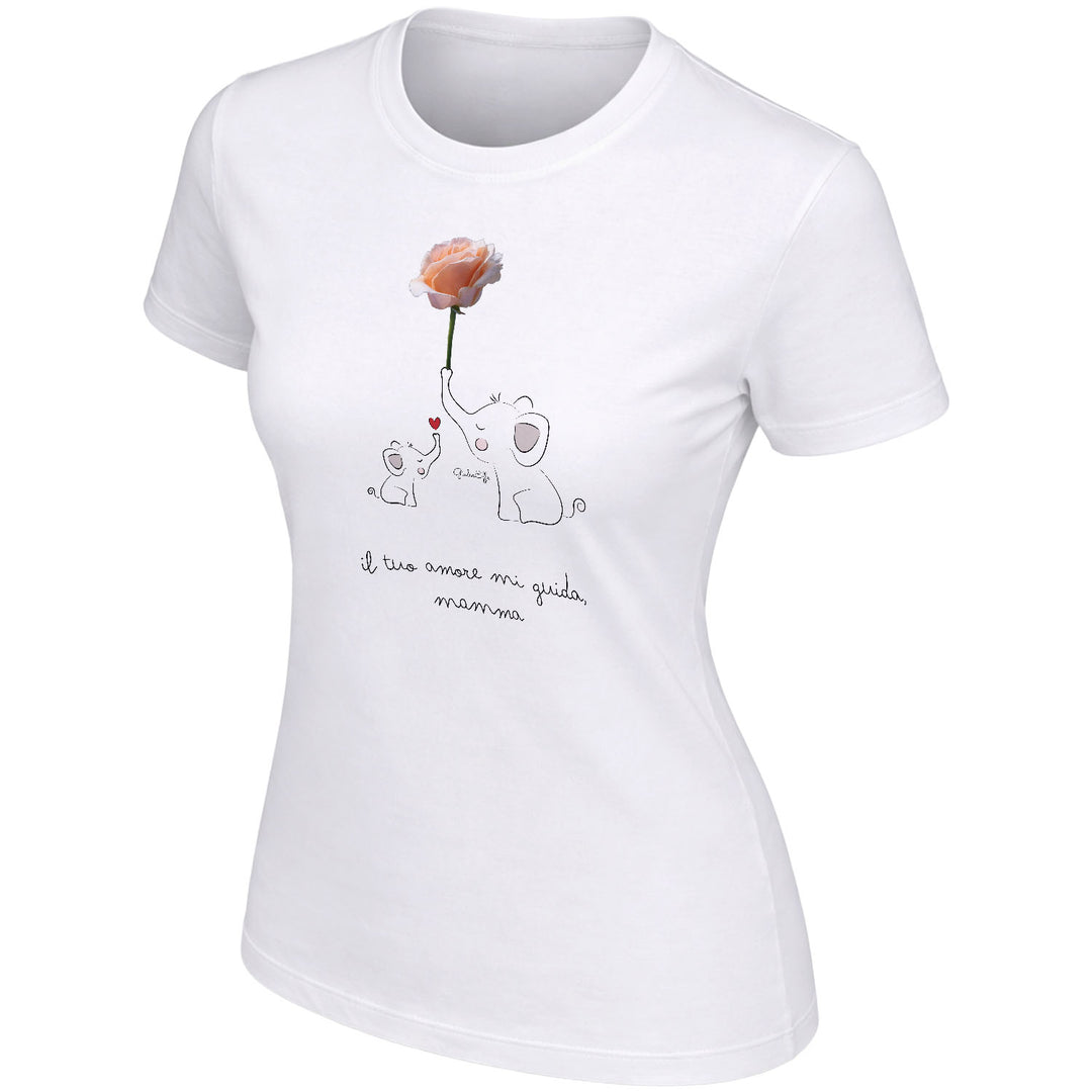 Maglietta Il tuo amore mi Guida mamma dell'album Festa della Mamma 2026 di GiuliaEffe, T-Shirt donna a maniche corte in cotone con girocollo