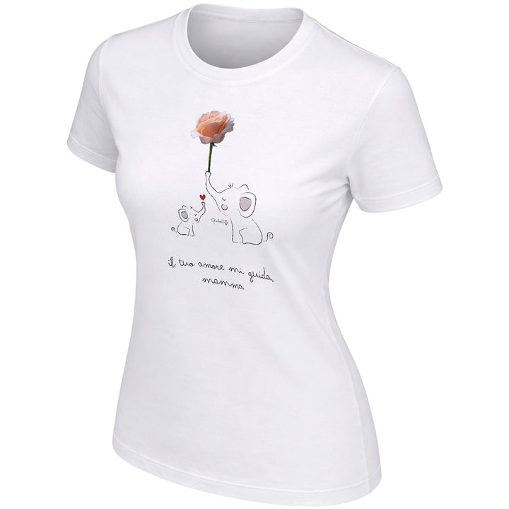 Maglietta Il tuo amore mi Guida mamma dell'album Festa della Mamma 2026 di GiuliaEffe, T-Shirt donna a maniche corte in cotone con girocollo