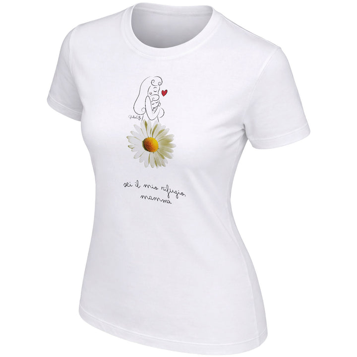 Maglietta Sei il mio rigugio mamma dell'album Festa della Mamma 2026 di GiuliaEffe, T-Shirt donna a maniche corte in cotone con girocollo