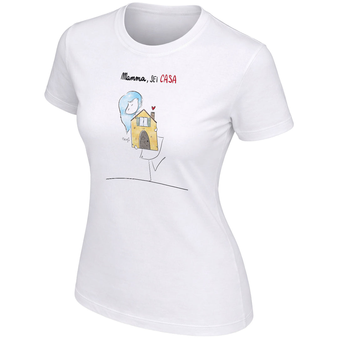 Maglietta Mamma sei casa dell'album Festa della Mamma 2026 di Cherry'S, T-Shirt donna a maniche corte in cotone con girocollo