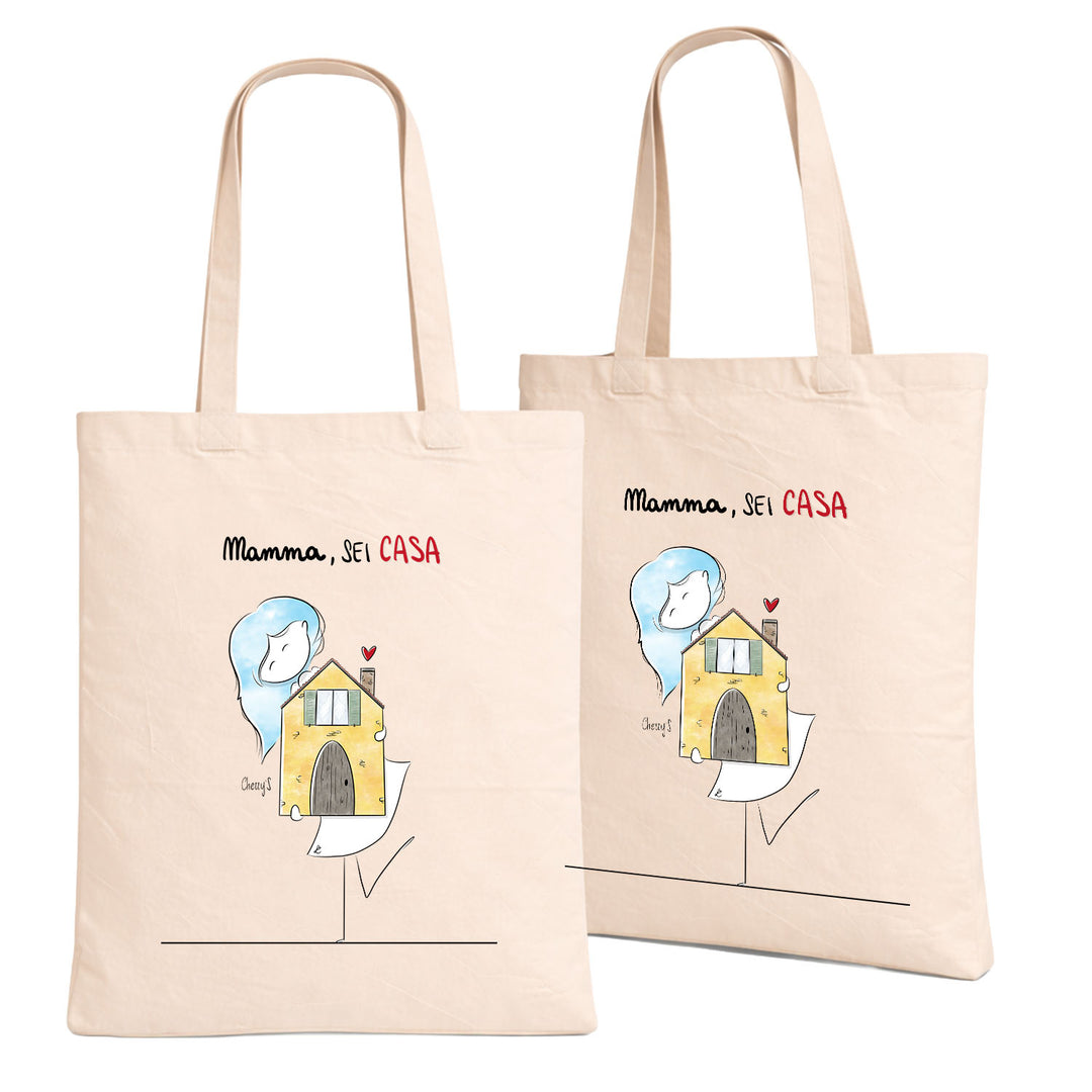 Shopper Mamma sei casa dell'album Festa della Mamma 2026 di Cherry'S  in cotone, utile e pratica color corda