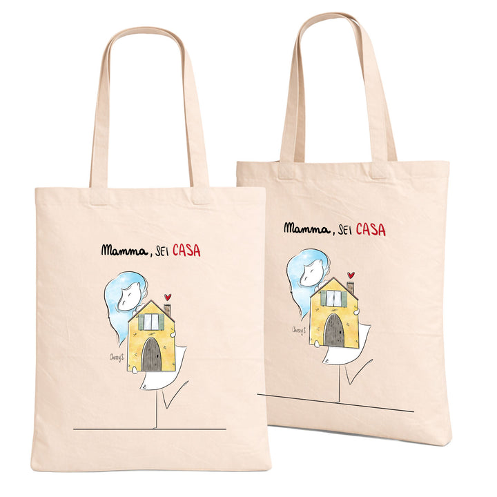 Shopper Mamma sei casa dell'album Festa della Mamma 2026 di Cherry'S  in cotone, utile e pratica color corda