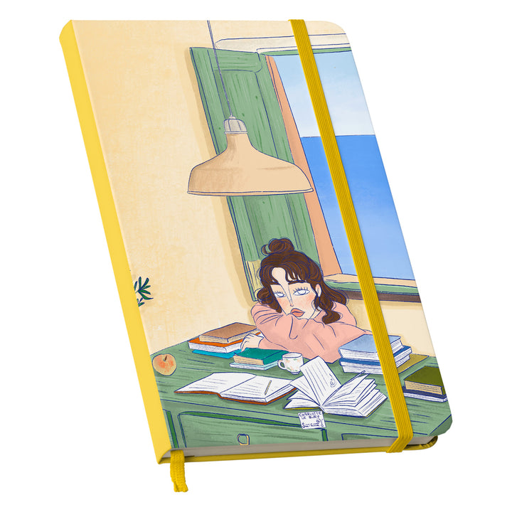 Taccuino Sfondo dell'album Thinker su carta di Charlotte Le Bleu: copertina soft touch in 8 colori, con chiusura e segnalibro coordinati
