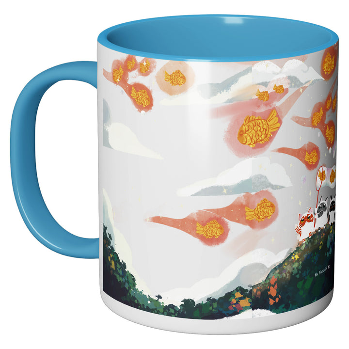 Tazza in ceramica Fishing friends dell'album Fashion Frogs di Blu Pieraccioli perfetta idea regalo