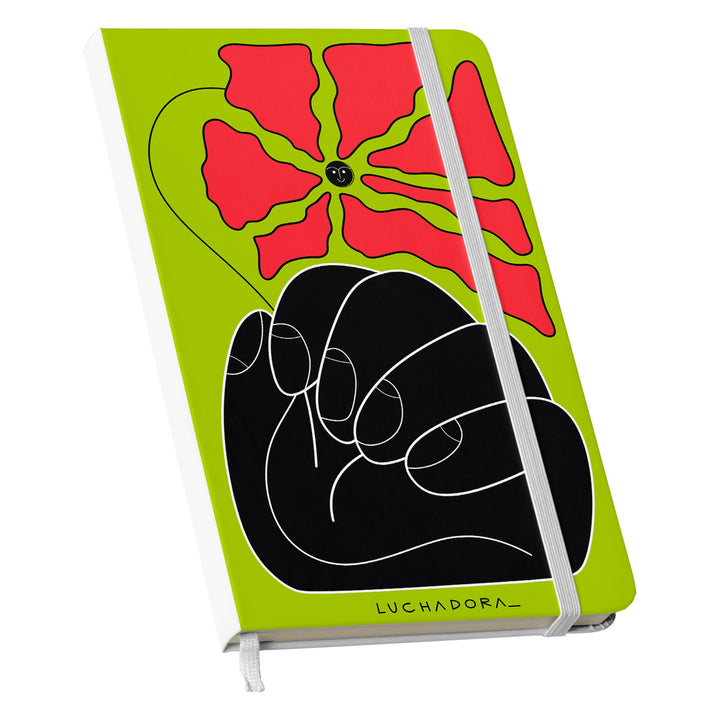 Taccuino Un fiore dell'album TADAN! di LUCHADORA: copertina soft touch in 8 colori, con chiusura e segnalibro coordinati