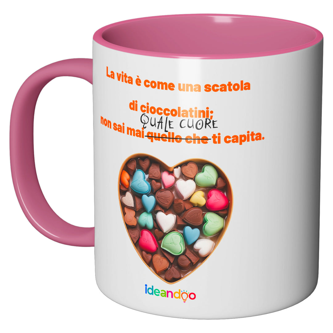 Tazza in ceramica Scatola di cioccolatini dell'album Tazze d'amore di Ideandoo perfetta idea regalo