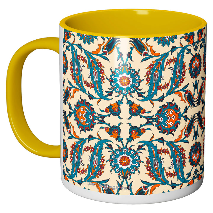 Tazza in ceramica Damascata arancio e turchese dell'album Tazze Glam di Glamcasamagazine perfetta idea regalo