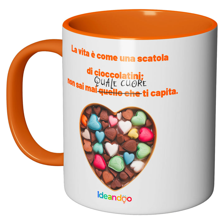 Tazza in ceramica Scatola di cioccolatini dell'album Tazze d'amore di Ideandoo perfetta idea regalo